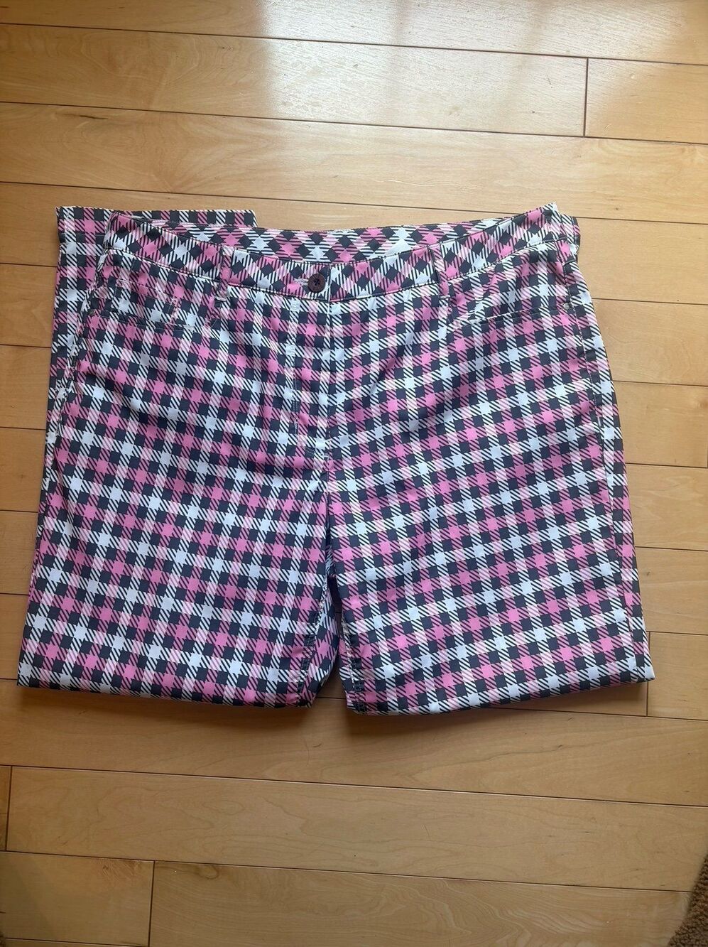 Nivo Pink Plaid Performance Golf Pants Size 14